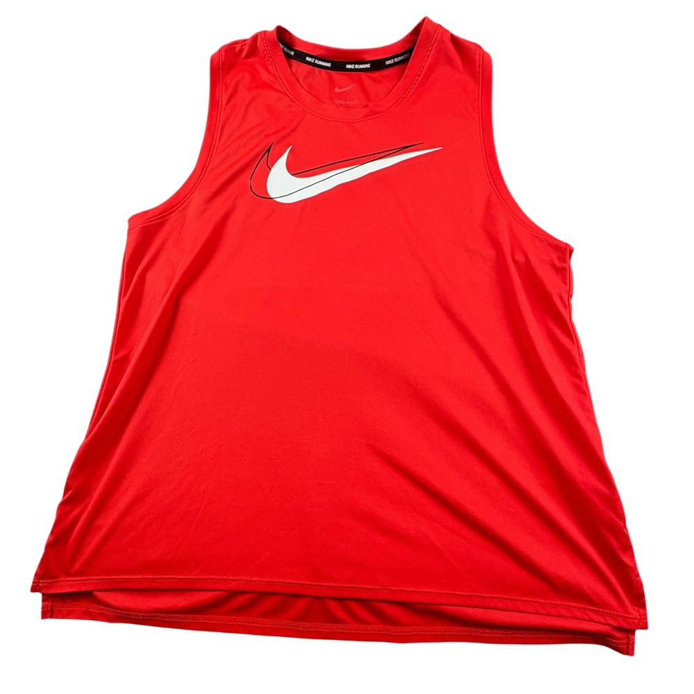 NIKE Running Move To Zero Double Swoosh Womens Lg. Racerback‎ Red Tank Top - Picture 2 of 12